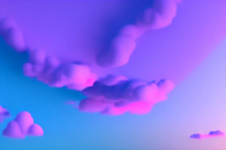 Image similar to purple diamond hovering in pink clouds, turquoise horizon, smooth gradients, octane render, 8 k, volumetric lightning