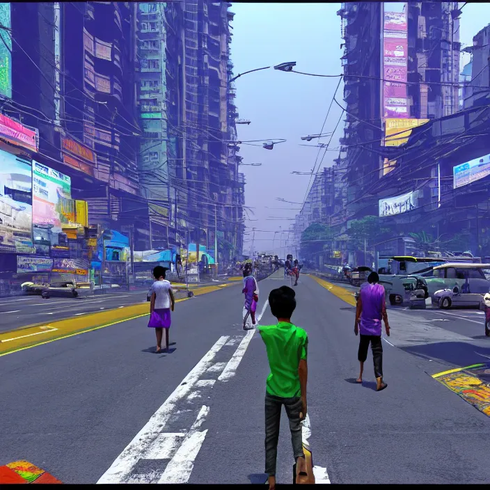 Prompt: clean streets of mumbai in 2 0 7 0, cyberpunk, futuristic, high fidelity, uncompressed png