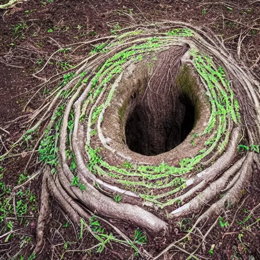 Prompt: roots winding in a circle