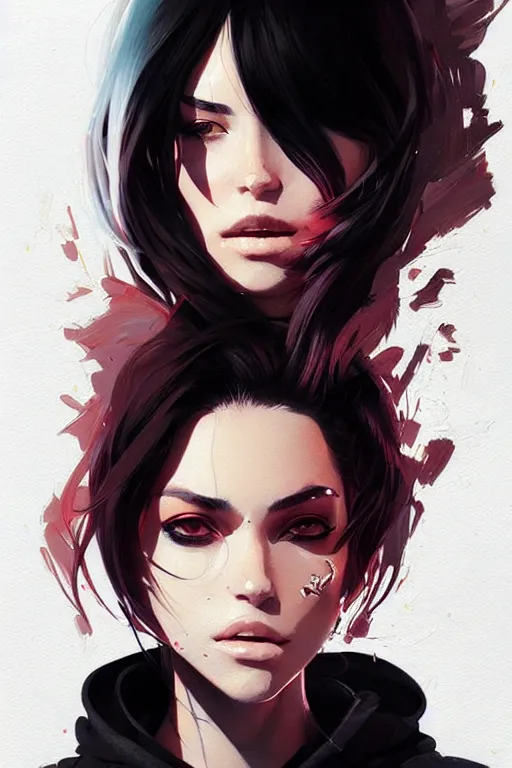 Image similar to a ultradetailed portrait painting of a stylish woman in a oversized hoodie by conrad roset, greg rutkowski and makoto shinkai trending on artstation