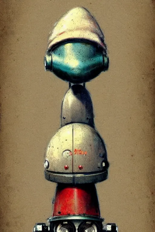 Image similar to (((((1950s retro robot knome. muted colors.))))) by Jean-Baptiste Monge !!!!!!!!!!!!!!!!!!!!!!!!!!!!!!