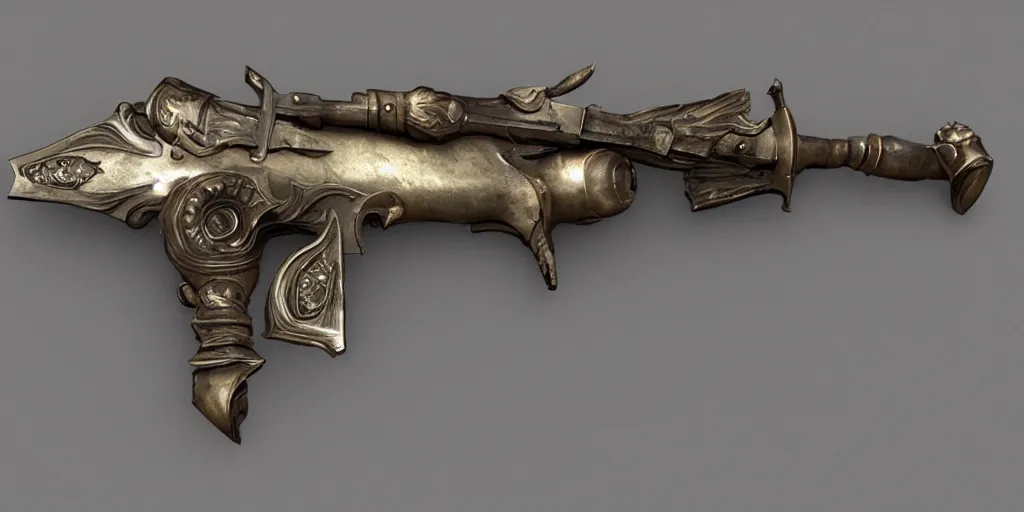 Prompt: art deco medieval weapon