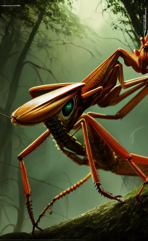 Image similar to exquisite imaginative creature poster art, like a bug, like a mantis, movie art, by lucusfilm, weta studio, 8 k, denoised