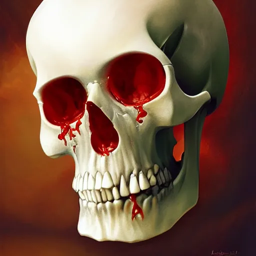 Image similar to turbulent transparent red liquid inside in a transparent skull, alayna lemmer