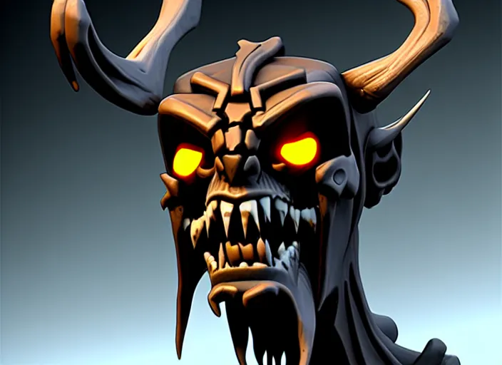 Image similar to wendigo head, stylized stl, 3 d render, activision blizzard style, hearthstone style, darksiders art style, greg rutkowski style