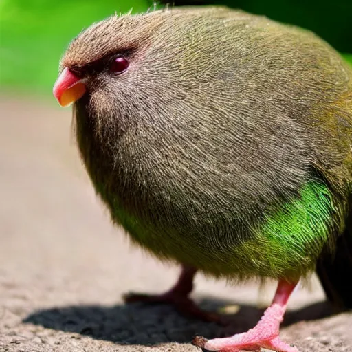 Image similar to a kiwi bird cut in half to reveal a kiwi fruit inside