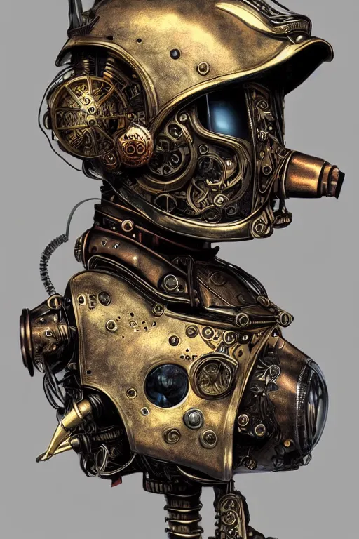 Image similar to steampunk helmet fantasy art mask robot ninja stylized digital illustration sharp focus, elegant intricate digital painting artstation concept art global illumination ray tracing advanced technology chaykin howard and campionpascale and cooke darwyn and davis jack