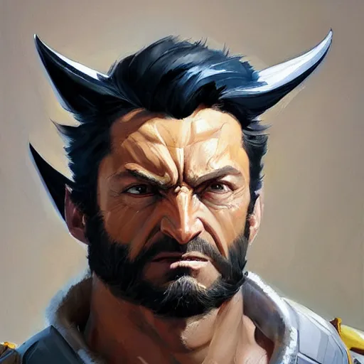 Image similar to Greg Manchess portrait painting of Wolverine as Overwatch character, medium shot, asymmetrical, profile picture, Organic Painting, sunny day, Matte Painting, bold shapes, hard edges, street art, trending on artstation, by Huang Guangjian and Gil Elvgren and Sachin Teng