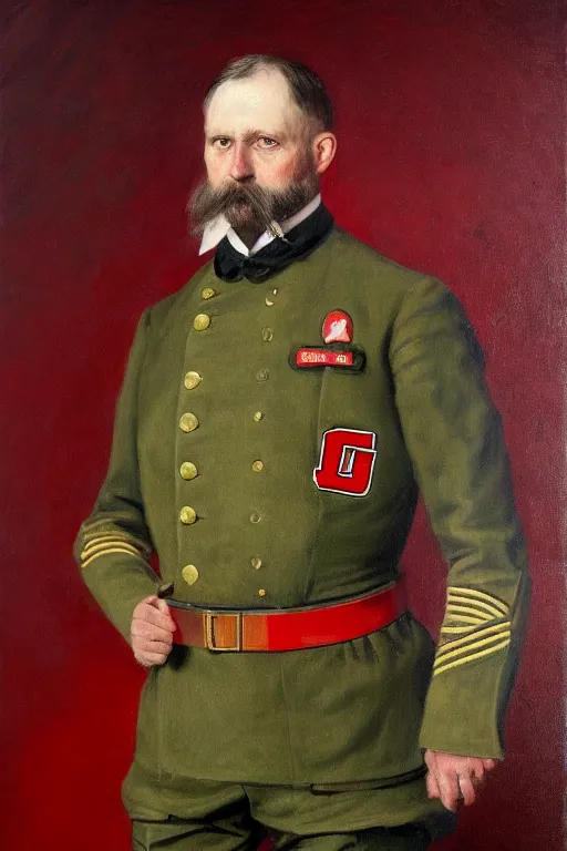 Image similar to full body portrait of the dictator of the chicago bulls, 1 8 8 9, in full military garb, oil on canvas by william sidney mount, trending on artstation