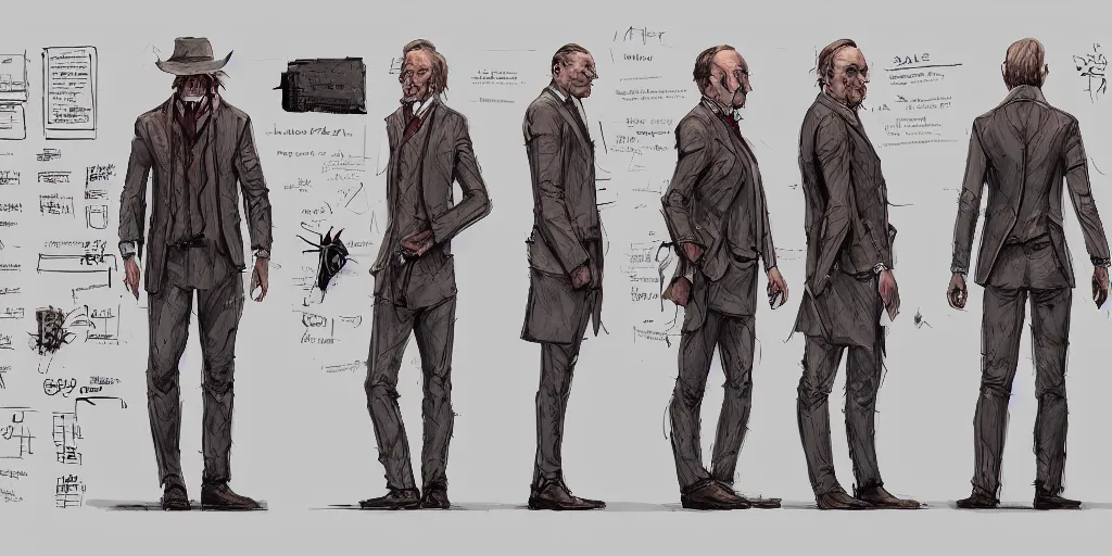 Image similar to saul goodman, character sheet, concept design, contrast, kim jung gi, greg rutkowski, zabrocki, karlkka, jayison devadas, trending on artstation, 8 k, ultra wide angle, pincushion lens effect