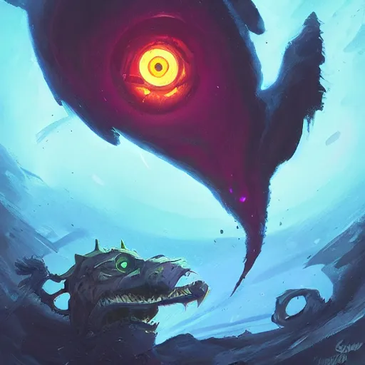 Image similar to tornado with eyes, in the style of Greg Rutkowski, hearthstone artwork