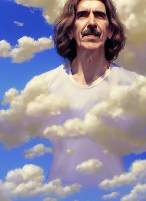 Image similar to george harrison, sky and clouds background, digital artwork by artgerm and lily abdullina, wpol and sarasti, donato giancola and android jones, artstation