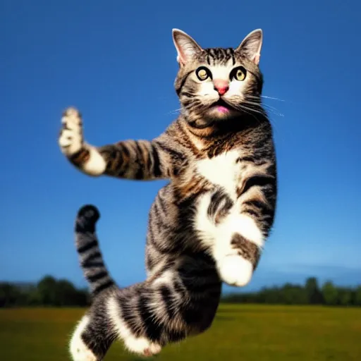 Prompt: photograph of cat jumping