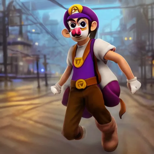 Prompt: emma watson dressed like waluigi in the style of sigeru miyamoto, dramatic lighting and composition, octane render, trending on artstation, concept art 8 k