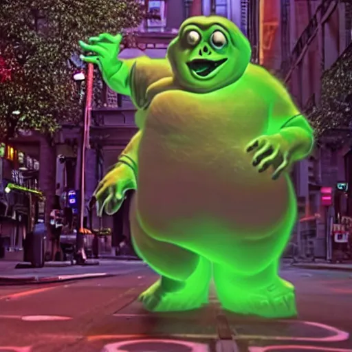 Prompt: awe inspiring Slimer from the movie Ghostbusters 8k hdr