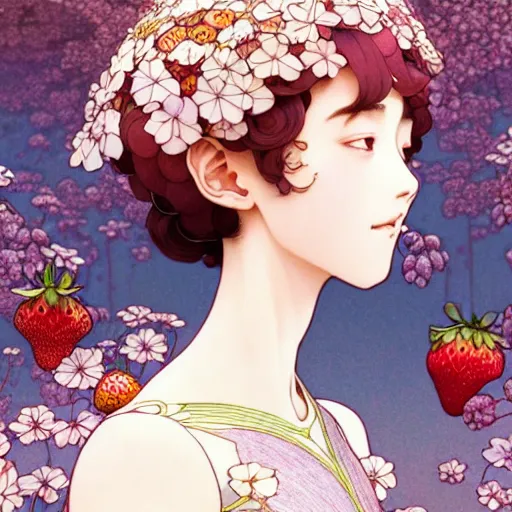 Image similar to a beautiful exquisite delicate hyperdetailed design 4 k wallpaper illustration of strawberry milk, victo ngai style, finely detailed perfect face delicate features directed gaze, style of studio ghibli, makoto shinkai, raphael lacoste, louis comfort tiffany, denoise, deblurring, artgerm, james jean, ross tran, alphonse maria mucha, chinese style