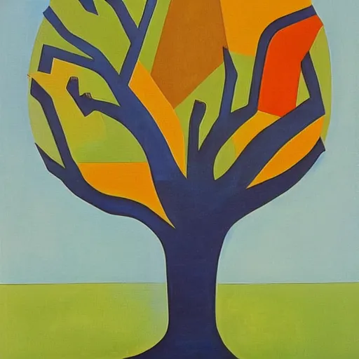 Image similar to Cubism painting of a tree, masterpiece