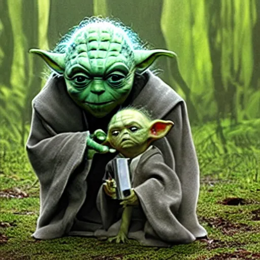 Prompt: members of Yoda's species interacting with eachother on their home planet and conducting rituals together, award winning nature photo