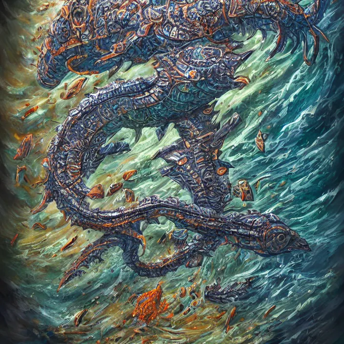 Prompt: underwater sea leviathan full body, d & d style, trending on artstation, intricate, highly detailed, vivid painting, colorful