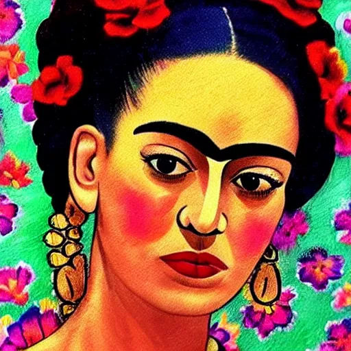 Image similar to latin dance band in the style of frida kahlo. lively. colorful. hd.