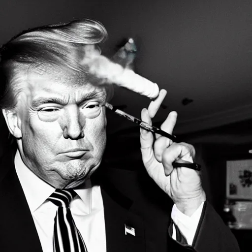 Image similar to a photo of donald trump smoking a cigarrette