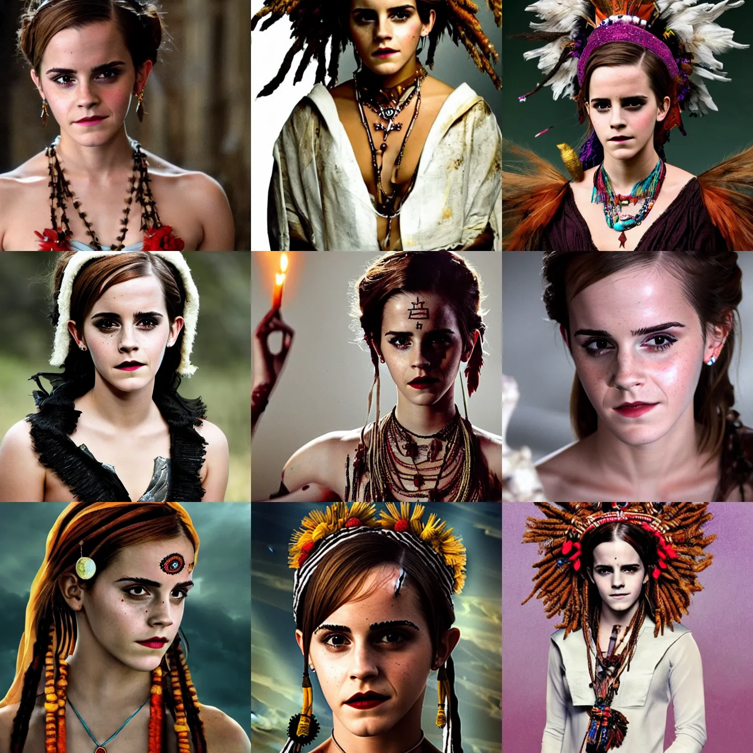 Prompt: Emma Watson as a voodoo priestess