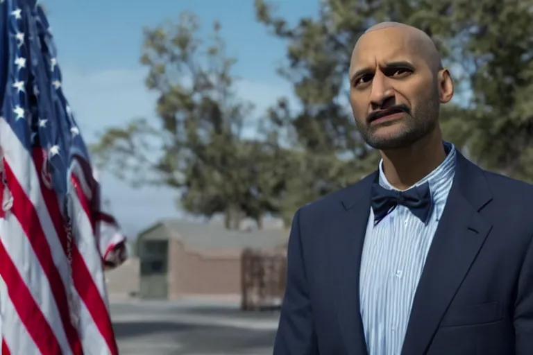 Image similar to Keegan-Michael Key as Barack Obama in 'Obamna' (2020), movie still frame, promotional image, imax 70 mm footage, oscar nominated cinematography, volumetric lighting, 8k resolution