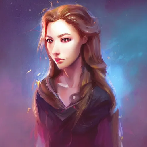 Prompt: pretty girl portrait profile picture, dramatic lighting, digital painting, arcane magic, by rossdraws