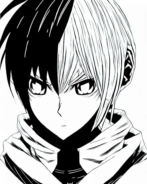 Prompt: portrait manga of a demon necromancer protagonist, short hair, smiling sharp teeth, fighting pose made by Yusuke Murata, Tomohiro Shimoguchi, Takeshi Obata, Tite Kubo, ArtStation, CGSociety, direct gaze, beautiful face, sharp fine-face, pretty face, realistic shaded Perfect face, fine details,perfect composition body, symmetrical face,symmetrical eyes, intricate detailed oil painting, detailed illustration, oil painting