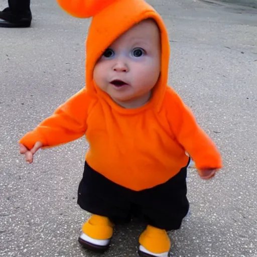 Image similar to cute baby chick dressed as an inmate