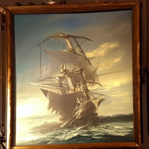 Image similar to oil painting of a kraken attacking a pirate ship
