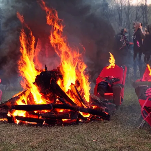 Image similar to fursuits burning in a bonfire