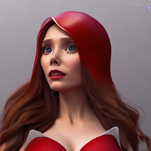 Prompt: [ pixar illustration ]!!!!! of elizabeth olsen [ cast as the scarlet witch ] as a car, in the style of cars, trending on zbrush, award winning, unreal engine 5, sharp, intricate, detailed, artstation 3 d, zbrush 3 d render, unreal engine 3 d render, portrait!!, 4 k quality