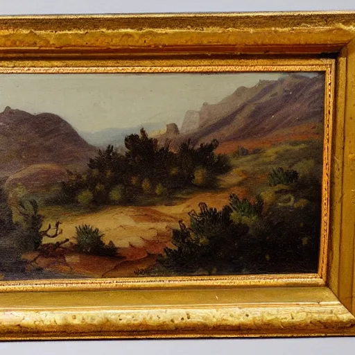 Image similar to rocky desert landscape, 1 9 th century painting