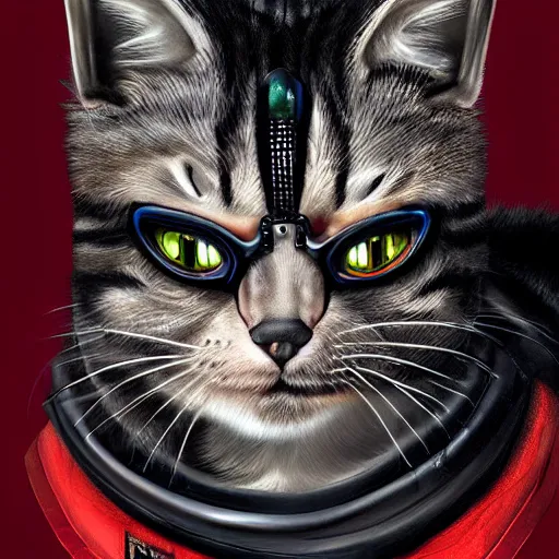 Image similar to Renovatio portrait cat samurai cyberpunk, high detail, high modernization, ultra mega super hyper realistic