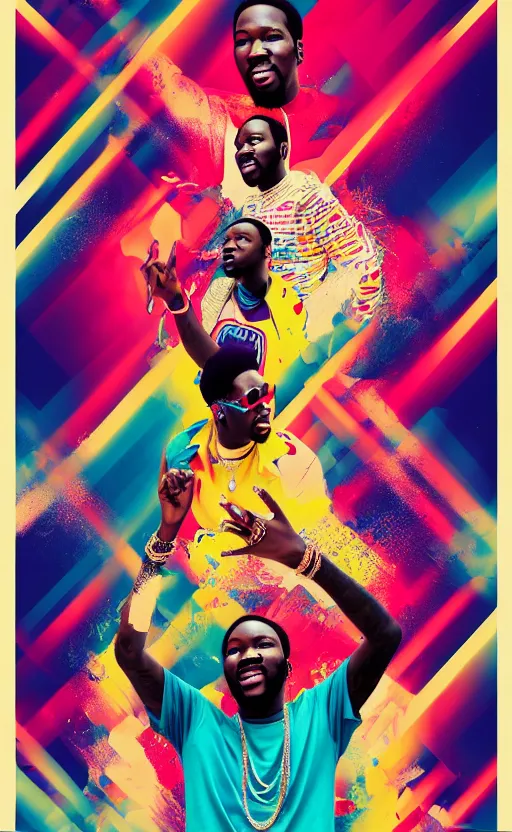 Prompt: meek mill poster art, fun, vibrant, smooth, elegant, by weta studio and james jean, 8 k, denoised