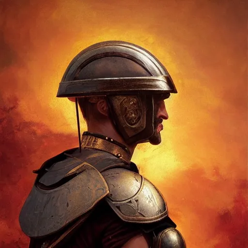 Prompt: Ancient Greece warrior with helmet portrait, angry impression, mysterious atmospheric lighting, painted, intricate, volumetric lighting, beautiful, rich deep colours masterpiece, golden hour, sharp focus, ultra detailed, by Ruan Jia
