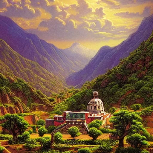 Prompt: beautiful mexico valley by thomas kinkaid