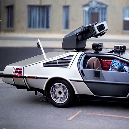 Image similar to a tatoo of delorean from back to the future,