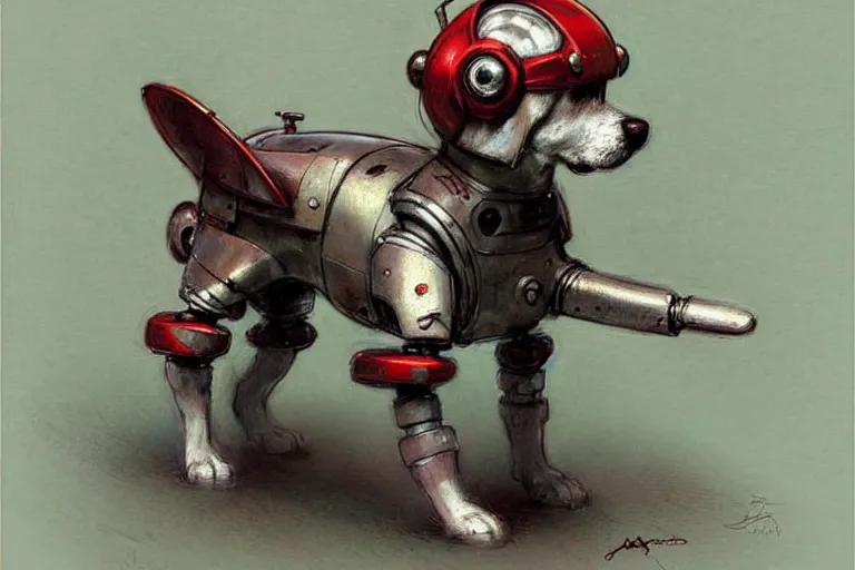 Image similar to adventurer ( ( ( ( ( 1 9 5 0 s retro future robot android dog. muted colors. ) ) ) ) ) by jean baptiste monge!!!!!!!!!!!!!!!!!!!!!!!!! chrome red