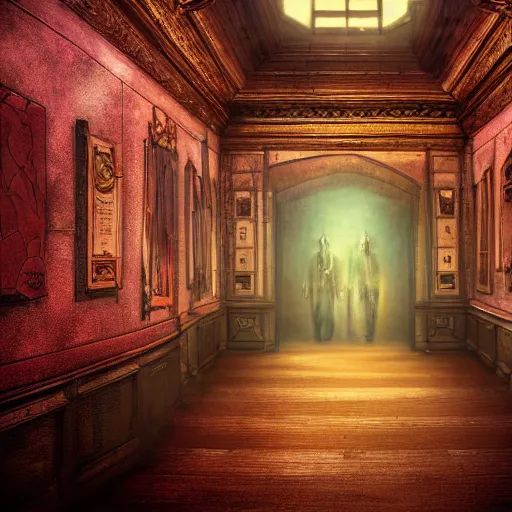 Prompt: eldritch legislature, fantasy, realistic colorful photography, interior, hyperrealism, incredible, award - winning photography, lovecraftian