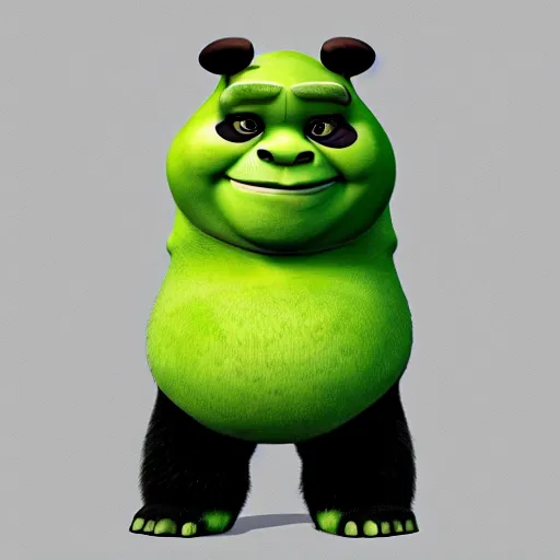 Prompt: Full body portrait of Panda Shrek, disney , trending on artstation, trendy on 9gag funny