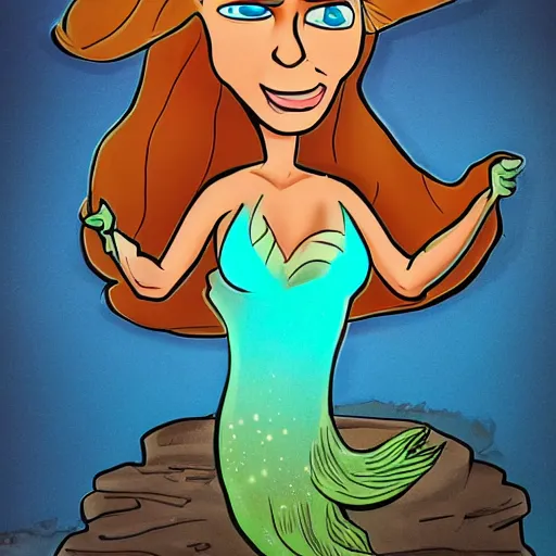 Prompt: doc brown as arielle the mermaid, disney art style, detailed, radiant light, water