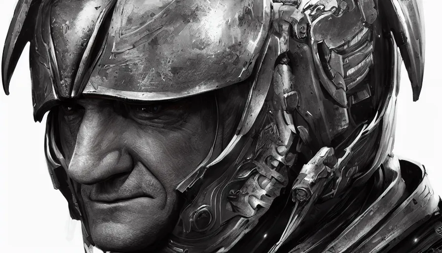 Prompt: John Wayne in a futuristic armor, hyperdetailed, artstation, cgsociety, 8k