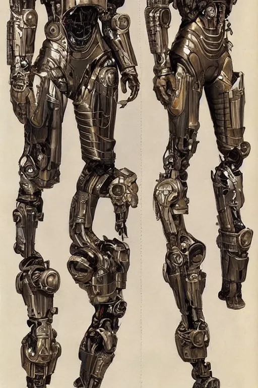 Image similar to futurist armor for half human half robot soldiers, art by leyendecker, cyberpunk, cybernetic implants, intricate, extreme details