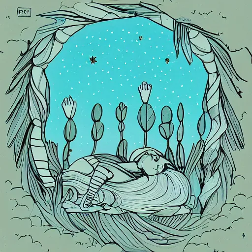 Prompt: An illustration to wish a good night, procreate style