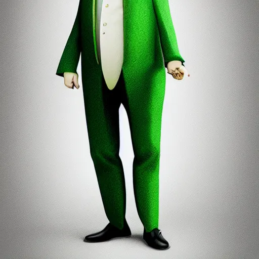 Prompt: benedict cumberbatch in a cucumber suit, artstation