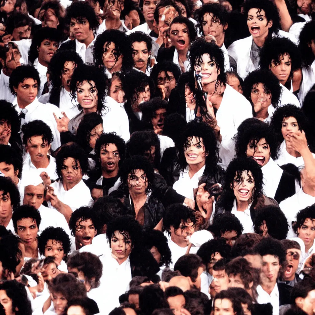 Image similar to michael jackson in a crowd of michael jacksons, photo, 4 k