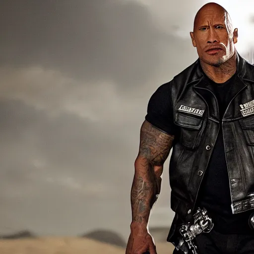 Image similar to dwayne johnson in sons of anarchy 4 k detailed