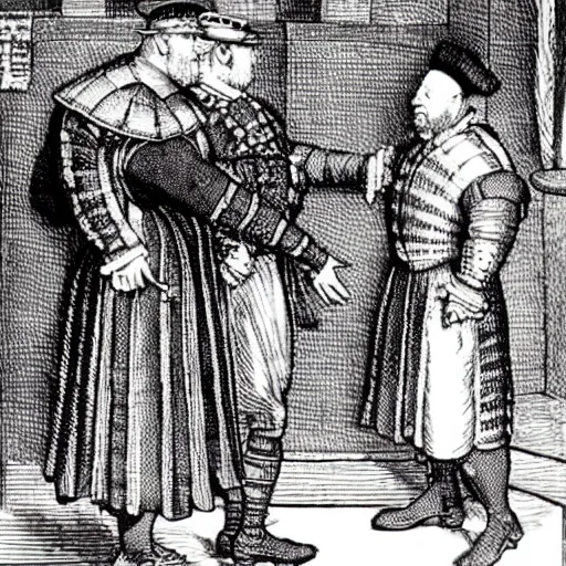 Image similar to henry viii being arrested for driving under the influence